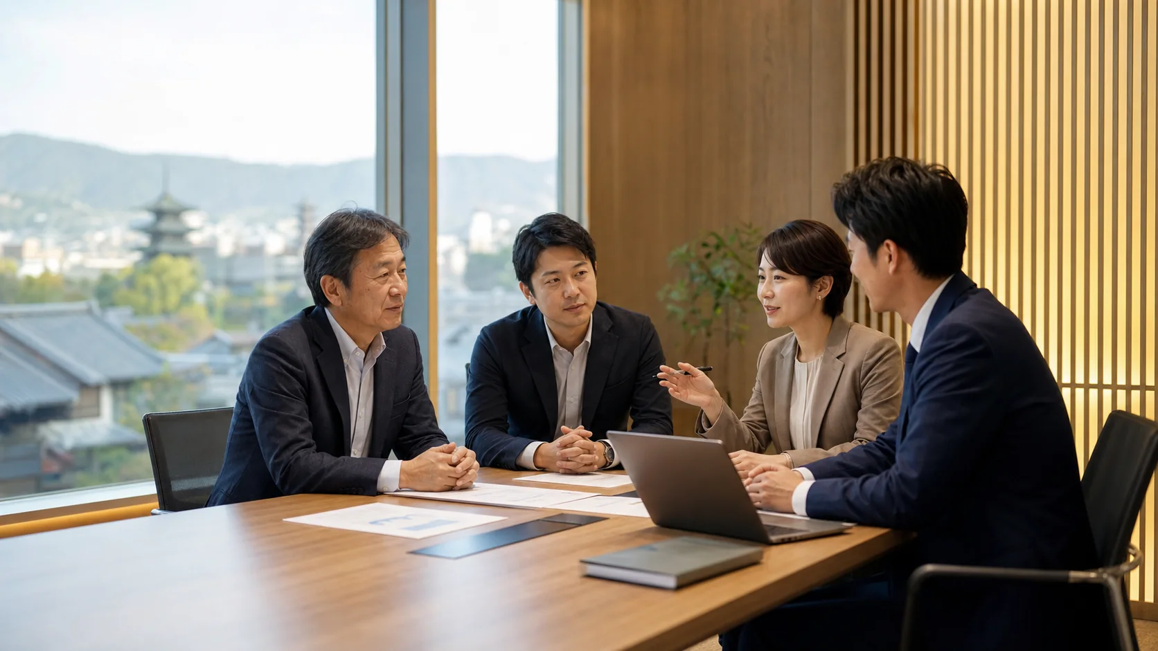 奈良の経営者とM&Aアドバイザーが会社売却について相談する様子